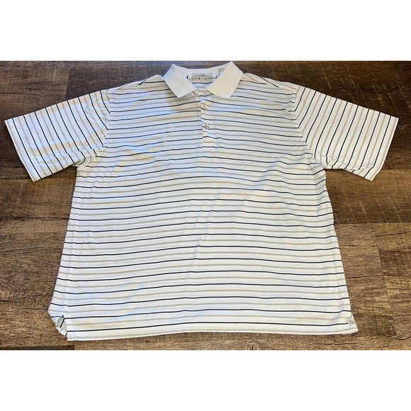 Peter Millar Striped Polo Short Sleeve Shirt  Medium Golf Athletic Men M Golfer - Picture 1 of 14